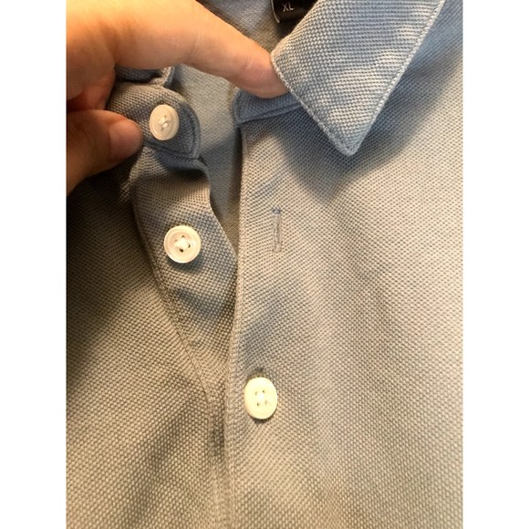 Theory Polo Iceberg Blue three-btn Short Sleeve Polo Shirt Cotton Peru XL - Picture 2 of 6